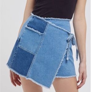 Urban Outfitters BDG Patched Mini Wrap Skirt